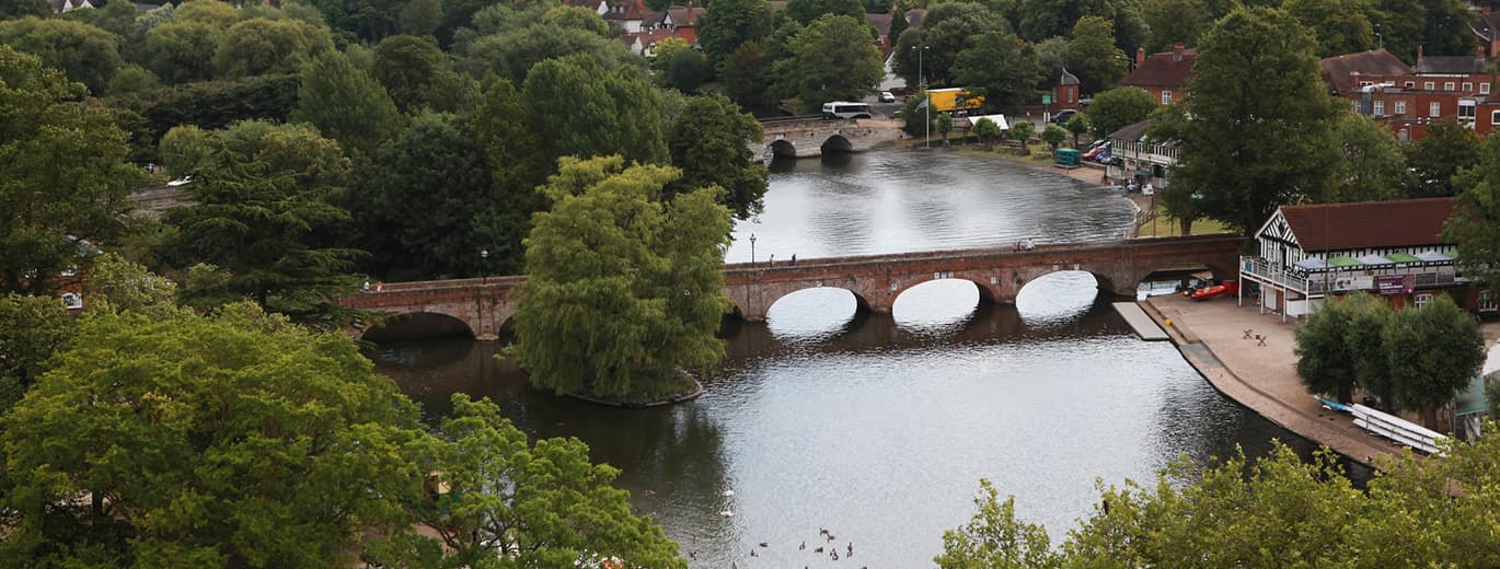 The River Avon and its historic stone bridges at Stratford-upon-Avon